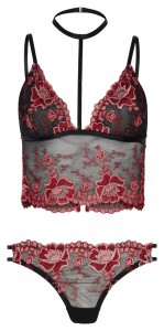 River Island Red Floral Embroidered Bra & Knickers €40