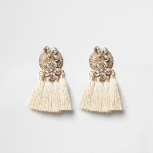 River Island Cream jewel tassel drop earrings €17