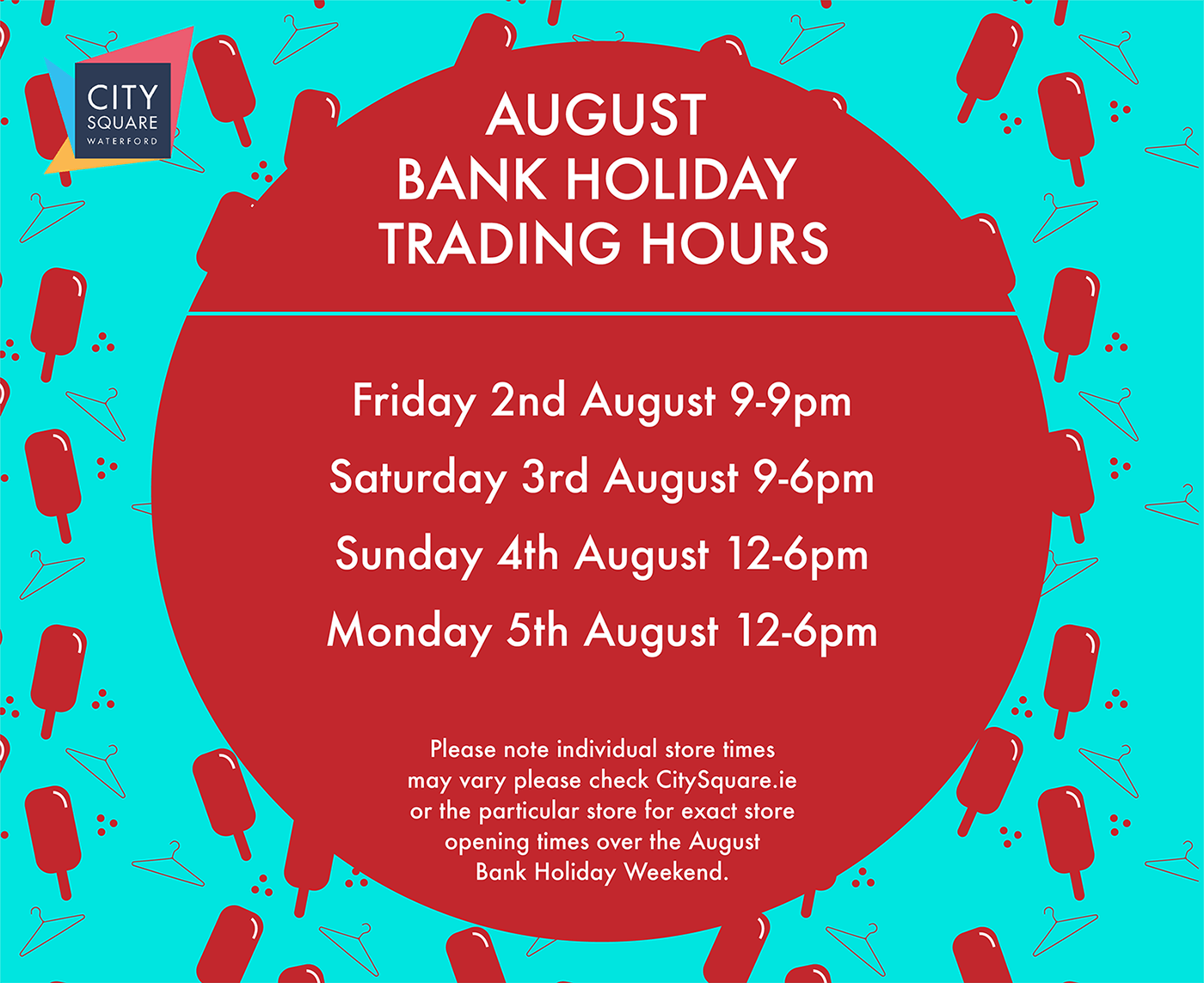 August Trading Hours Graphic